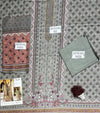 Elegant Grey Printed Dobby Lawn 3 Piece Suit – Lightweight Summer Collection