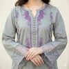 Premium Grey Embroidered Lawn 3 Piece Suit with Chiffon Dupatta for Women