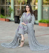 Premium Grey Embroidered Lawn 3 Piece Suit with Chiffon Dupatta for Women