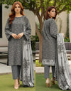 Elegant Grey Printed Lawn 3 Piece Suit with Dobby Lawn Dupatta for Women