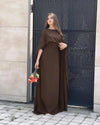 Elegant Brown Chiffon Maxi Dress with Dupatta – 2 Pcs Ready to Wear Party Wear Suit