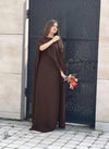 Elegant Brown Chiffon Maxi Dress with Dupatta – 2 Pcs Ready to Wear Party Wear Suit