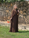 Elegant Brown Chiffon Maxi Dress with Dupatta – 2 Pcs Ready to Wear Party Wear Suit