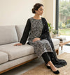 Luxury Black Chikankari Embroidered Cotton Lawn 3 Piece Suit with Chiffon Dupatta