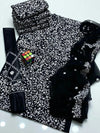 Luxury Black Chikankari Embroidered Cotton Lawn 3 Piece Suit with Chiffon Dupatta