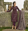 Elegant Maroon Embroidered Printed Lawn 3 Piece Suit with Cutwork Dupatta