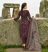 Elegant Maroon Embroidered Printed Lawn 3 Piece Suit with Cutwork Dupatta