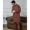 Men’s Brown Wash And Wear Plain Shalwar Kameez – 2 Piece Traditional Suit