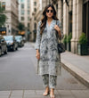 ANEELA’S Luxury Embroidered Lawn 3 Piece Unstitched Suit – Grey Floral Chiffon Dupatta | Spring Summer 2026
