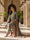 Elegant Grey Printed Dobby Lawn 3 Piece Suit – Lightweight Summer Collection