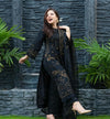 Elegant Black Embroidered Lawn 3 Piece Suit with Embroidered Bamber Dupatta