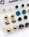 10 Pairs Green Stone Ear Studs for Women – Stylish Alloy Earrings Set